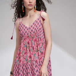 Vishudh Women Floral Printed Fit -Flare Maxi Dress-image-66