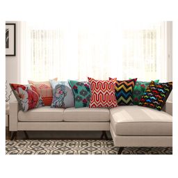 SEJ by Nisha Gupta Abstract Premium 16 by 16 Cushion Covers Set of 8 - Multicolor-image-55