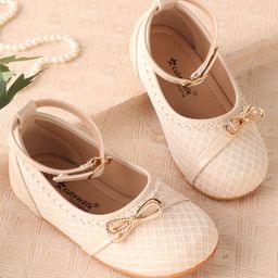 Cute Walk by Babyhug Ballerina Shoes with Bow Applique & Buckled Closure - Beige-image-15