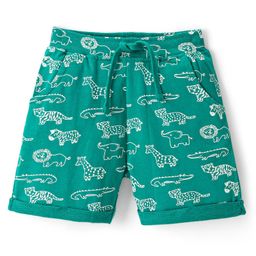 Babyhug Cotton Looper Knit Mid Thigh Length Shorts Lion Print - Green-image-46
