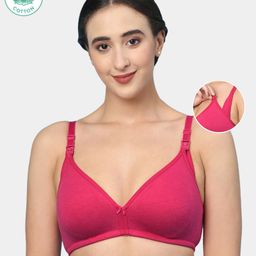ECOMAMA Organic Cotton Spandex Antimicrobial Nursing Bra - Jazzy Red-image-1