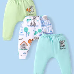 Babyhug Disney Interlock Knit Full Length Diaper Leggings With Lady & The Tramp Graphic Pack Of 3 - Light Blue & Light Green-picture-17