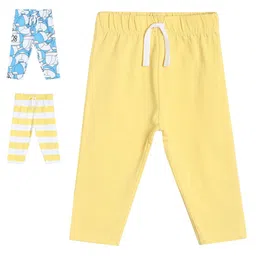 MINI KLUB Cotton Pack Of 3 Striped & Caps Printed Pajamas - Multi Colour-picture-45