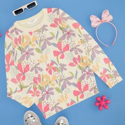 Pantaloons Junior Full Sleeves Floral Printed Sweater - Cream-picture-48