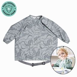 BiBaDo Stain & Water Proof Long Sleeve Coverall Shirt Weaning Bib Dino Roar Print- Grey - For Infants-14