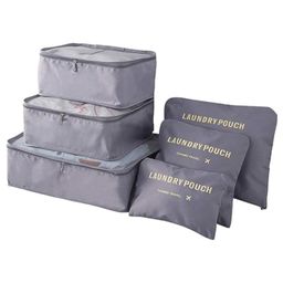 Uninest 6 Pcs Set Packing Cubes for Travel, Lightweight Luggage Organizers Bags for Clothes, Cosmetics, Underwear, Socks, Shoes, Toiletry for Men & Women (Grey)-image-1