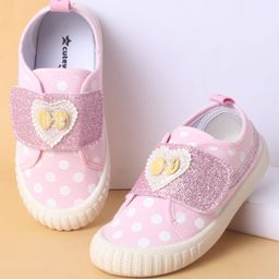 Cute Walk by Babyhug Polka Dots Printed Casual Shoes with Heart Bow Applique & Velcro Closure - Pink-image-34