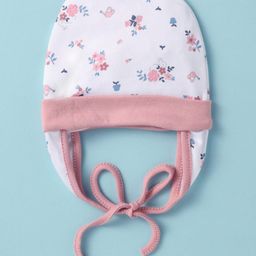 Ben Benny 100% Cotton Knit Floral Printed Cap With Knot White - Diameter 10 cm-image-58