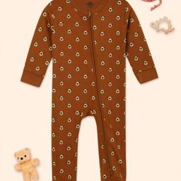 The Mom Store Full Sleeves Bear Printed Sleepsuit - Brown-image-75