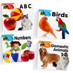 Kids Board Books, ABC, Numbers, Birds, Domestic Animals, Set of 4 Books - English-82