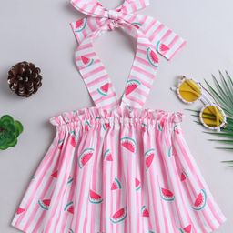 The Magic Wand Cotton Sleeveless Striped & Watermelons Printed Top - Pink-picture-6