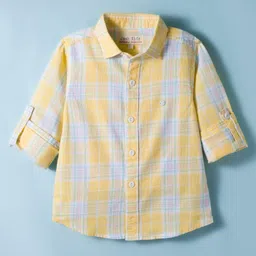 JASH KIDS Waffle Woven Full Sleeves Checks Shirt - Light Yellow-picture-23