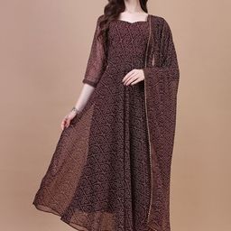 PMD Fashion Bandhani Printed Sweetheart Neck Kurta With Dupatta-picture-50