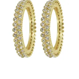 ZULKA Pack Of 4 Gold-Plated American Diamond Studded Bangles image 3
