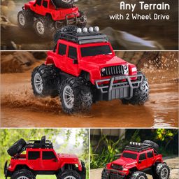 Babyhug Off Roader Rechargeable Remote Control Jeep with Normal & Turbo Speed & 4 Headlight Modes - Red image 3