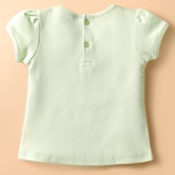 Tango Interlock Knit Half Sleeves T-Shirt & Capri Set With Text & Heart Print - Light Green & White image 3