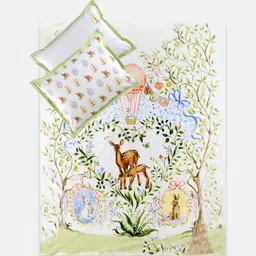 THE BABY TRUNK White & Green Cartoon Characters Egyptian Cotton 3 Piece Crib Superfine Bedding Set-13