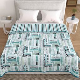 HOME AFFAIRS Blue & White Ethnic Motifs Printed AC Room 210 GSM Cotton Double Bed Dohar-image-68