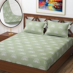 YaAkholic Multicoloured 210 TC Queen Bedsheet with 2 Pillow Covers-image-117