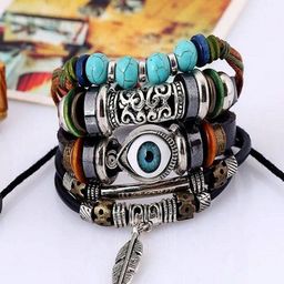 Ringzinnie Unisex Leather Wraparound Bracelet-11