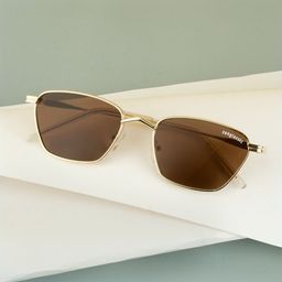 SUNGLASSIC Unisex Rectangle Sunglasses with UV Protected Lens Andreas-Gold-Brown-4