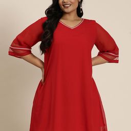 Qurvii+ Plus Size Georgette A-Line Dress-83