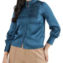 Centrestage Blue Pleated Shirt-image-85