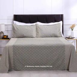 Shahenaz Grey 120 TC Cotton Rahat Double Bedsheet with 2 Pillow Covers-picture-28