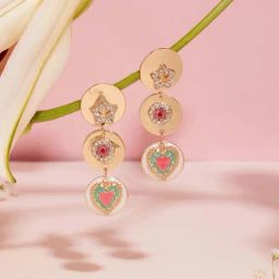 Zaveri Pearls Multicolor Heart Austrian Diamonds Contemporary Drop Earrings for Women-46