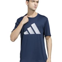 Adidas Blue Regular Fit Logo Printed Sports T-Shirt-picture-40