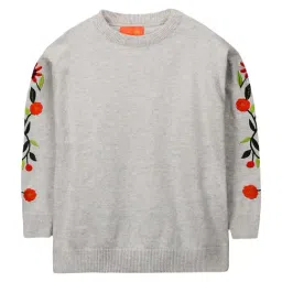 Cherry Crumble By Nitt Hyman Kids Grey Embroidered Sweater-image-65
