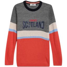 Cantabil Kids Orange & Grey Color Block Full Sleeves Sweater-image-68