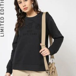 GAP Black Regular Fit Embroidered Sweatshirt-image-52