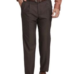Park Avenue Brown Comfort Fit Texture Trousers-picture-22