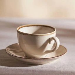 Pure Home and Living Beige Porcelain Tea Cup And Saucer Set-10