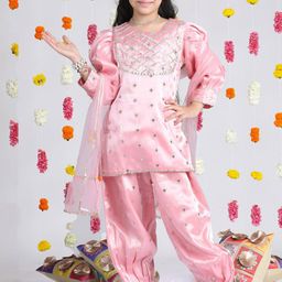 Cutiekins Girls Embroidered Regular Mirror Work Kurta with Salwar & With Dupatta-picture-16