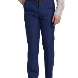 Park Avenue Blue Comfort Fit Texture Trousers-picture-13
