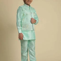 Pro-Ethic Style Developer Boys Turquoise Sequence Full Sleeves Kurta Sets image 5
