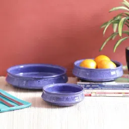 VarEesha Blue Ceramic Serving Bowls (200 ml, 350 ml, 450 ml) - Set of 3-25
