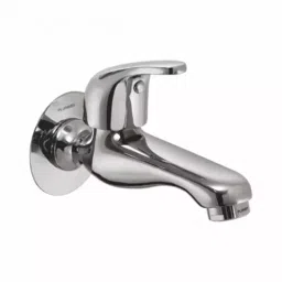 PLUMBER Wall Mounted Chrome Finish Bib Cock Long Body with Wall Flange, KNA- 0203-19