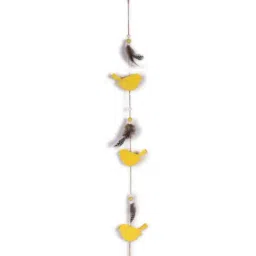 Chumbak Beads & Birds Yellow MDF Wall Hanging - Set of 1-image-98