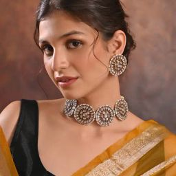 Fida Ethnic Indian White Jewellery Set-77