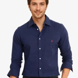 Rare Rabbit Navy Regular Fit Solid Shirt-image-99