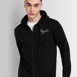 Dcyphr Black Signature Style Self-Design Fullength Sleeves Regular Fit Hoodie-image-48