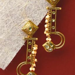 Fida Geometric Copper Dangler Earrings-image-13