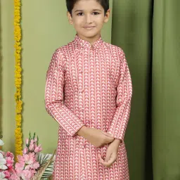 TABARD Kids Peach Printed Full Sleeves Kurta-image-92