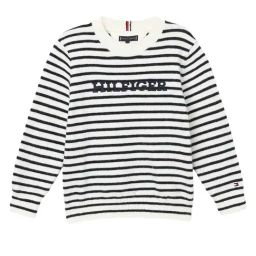 TOMMY HILFIGER White Base & Blue Sttripe Applique Regular Fit Pullover-picture-21