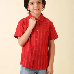 Fabindia Kids Red Printed Shirt-image-31