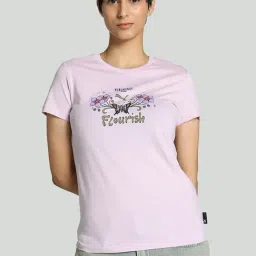 Puma Lilac Cotton Printed Sports T-Shirt-image-58
