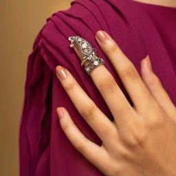 Shaya 925 Silver Oxidized Gup Shup Nail Ring-picture-42